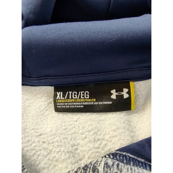 Under Armour Men Gray Blue Sweat Hoodie Loose Fit Storm Fleece SZ-XL Drawstring - Picture 5 of 7